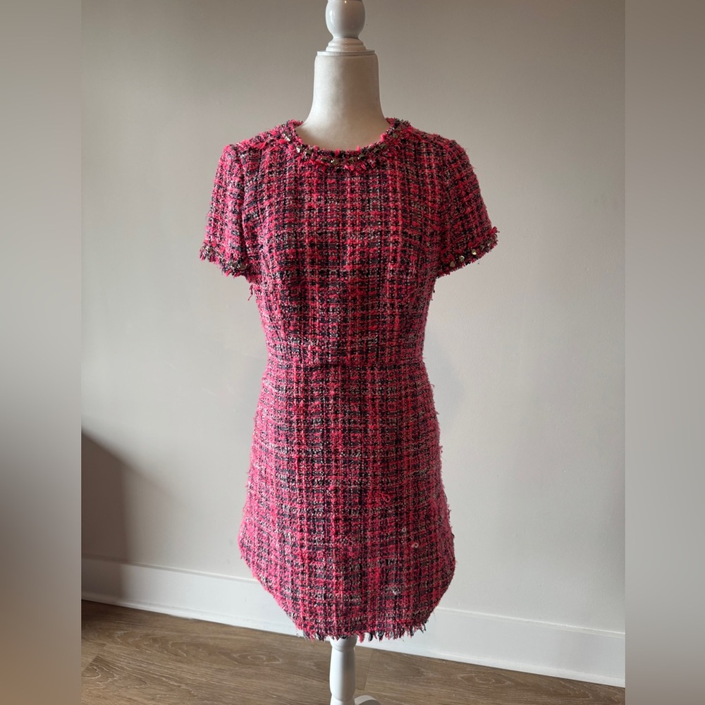 Kate Spade Pink and Black Sheath Dress Short Sleeve Crew Neck